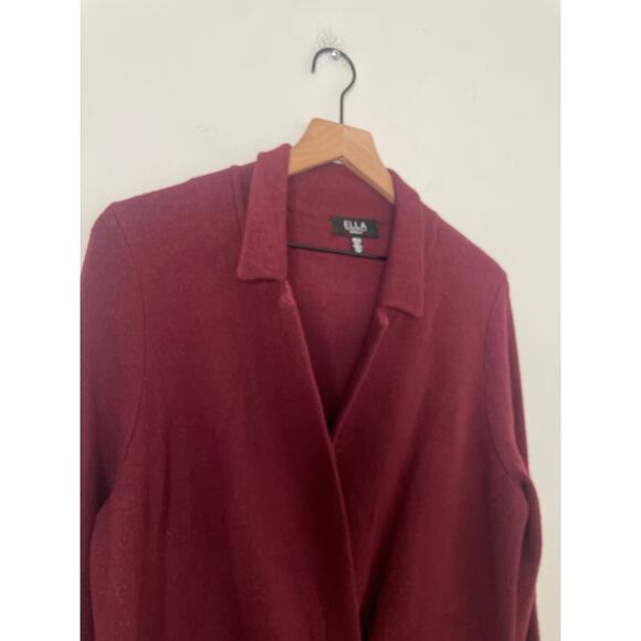 Ella Rafaelle Burgundy Knit Blazer Shacket Small Shacket Sweater Jacket - Picture 6 of 10